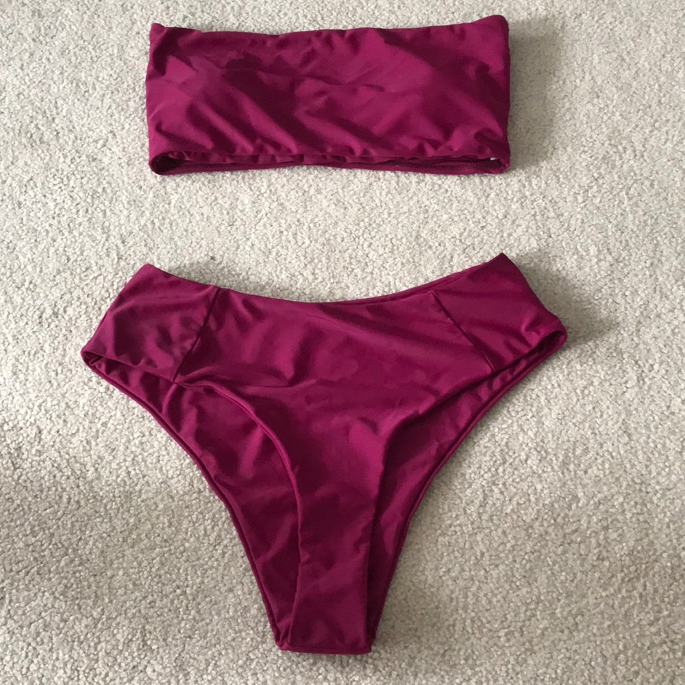 NEVER WORN HIGH WAISTED FUSIA BIKINI SET